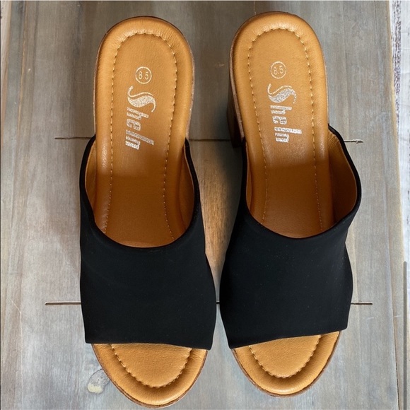 NWT SHEIN Chunky Band Platform Slip-On Heeled Sandals - Picture 6 of 9